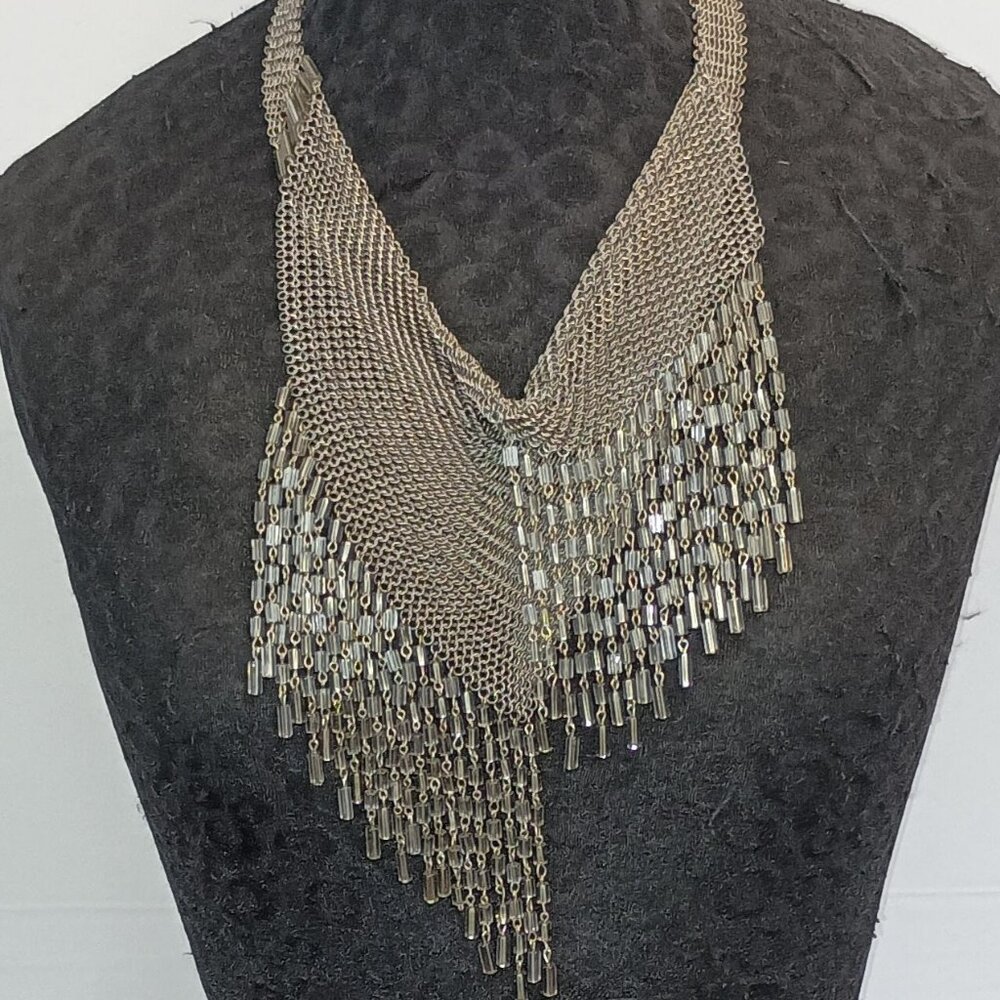 Ferrara Whiting and Davis Asymmetrical Ring Mesh Necklace - Picture 2 of 4